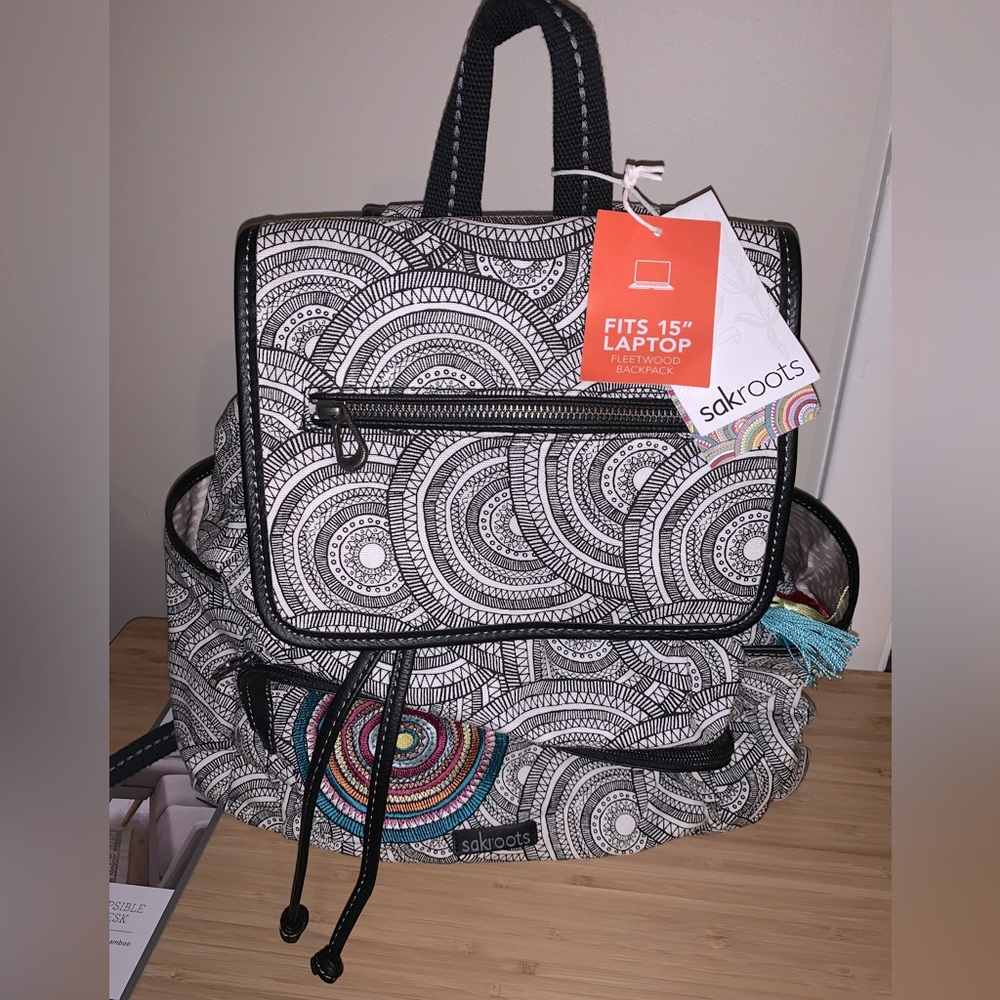 Sakroots Artist Circle Fleetwood Backpack Black & White Mosaic Wanderlust